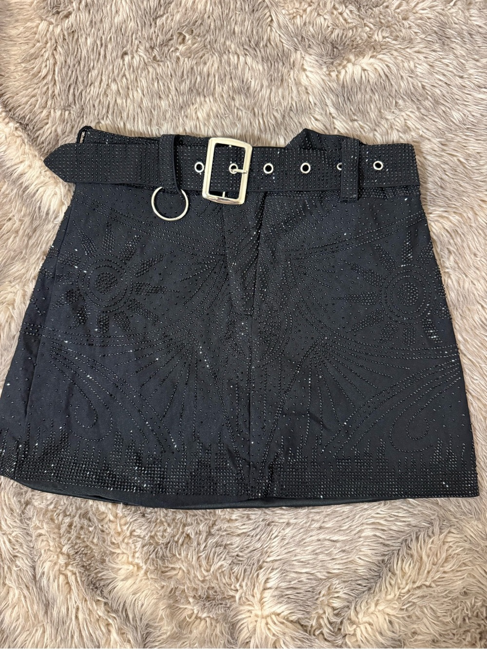 Trendy & Tipsy Black Rhinestone Mini Skirt